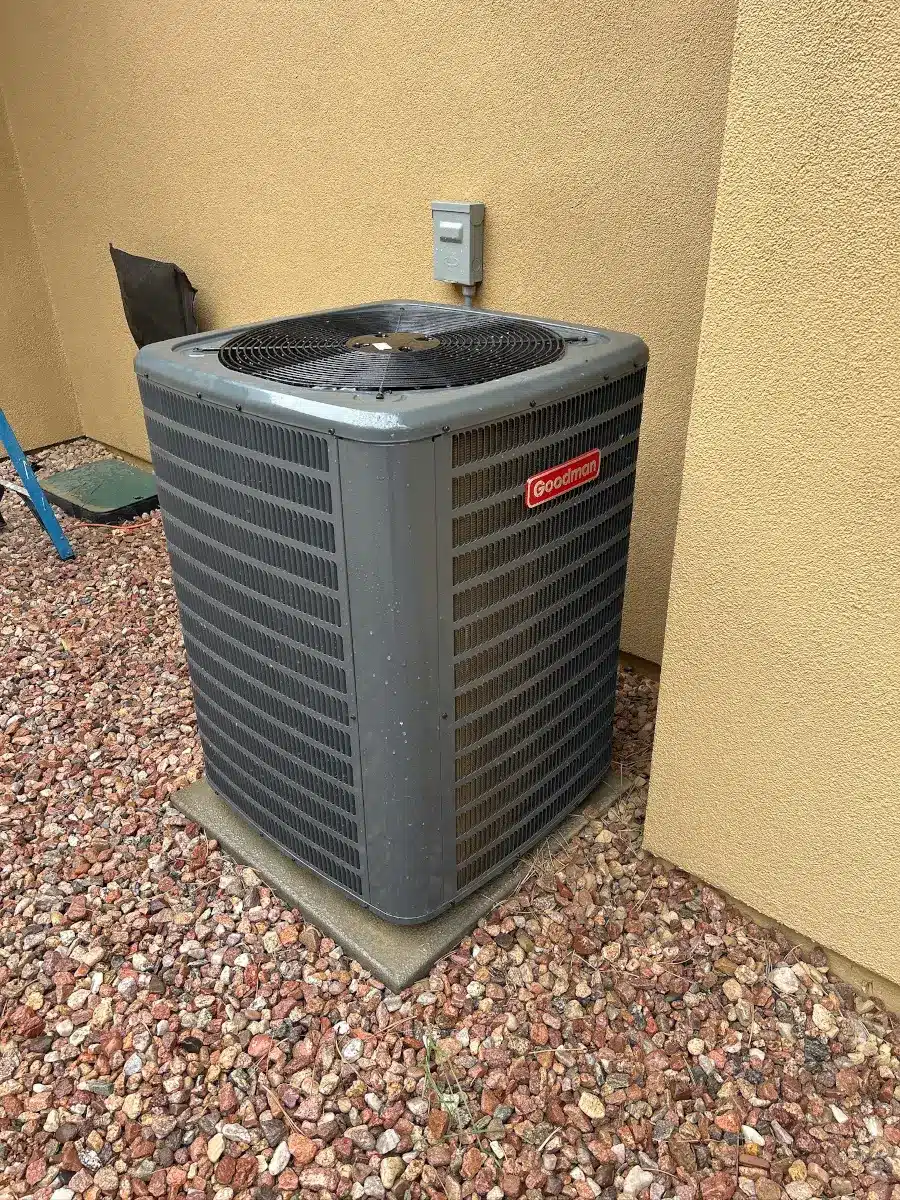 Central air conditioning unit installed at a Colorado Springs home