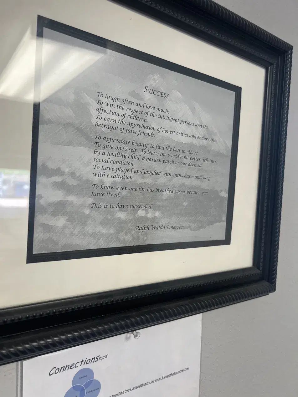 Success-Poem-Framed-Customer-Gift-Talmich-Plumbing-Heating Framed print of the poem Success gifted to Tom Talmich by longtime Monument customers